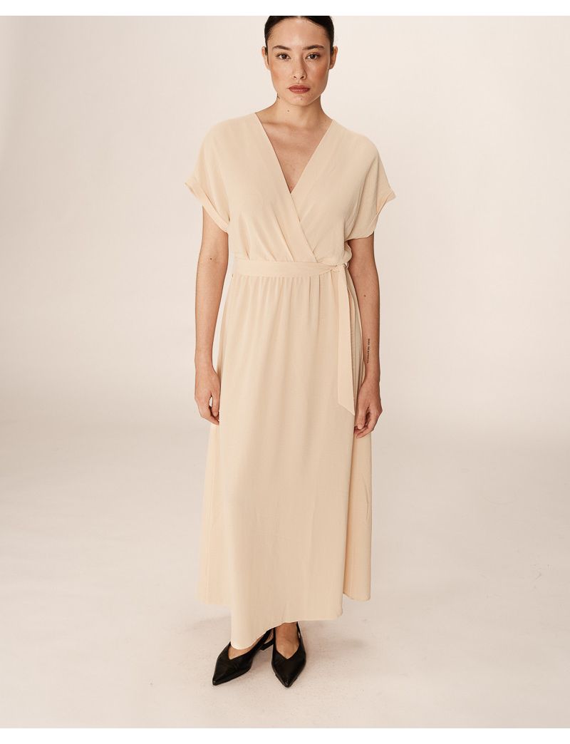 VESTIDO LONGO FLUIDO DECOTE V CRUZADO